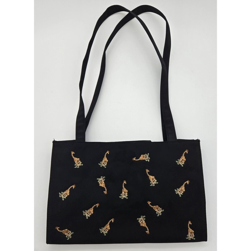 Tianni Black Purse 7x11 Embroidered Giraffe Pattern Shoulder‎ Handbag Purse Bag